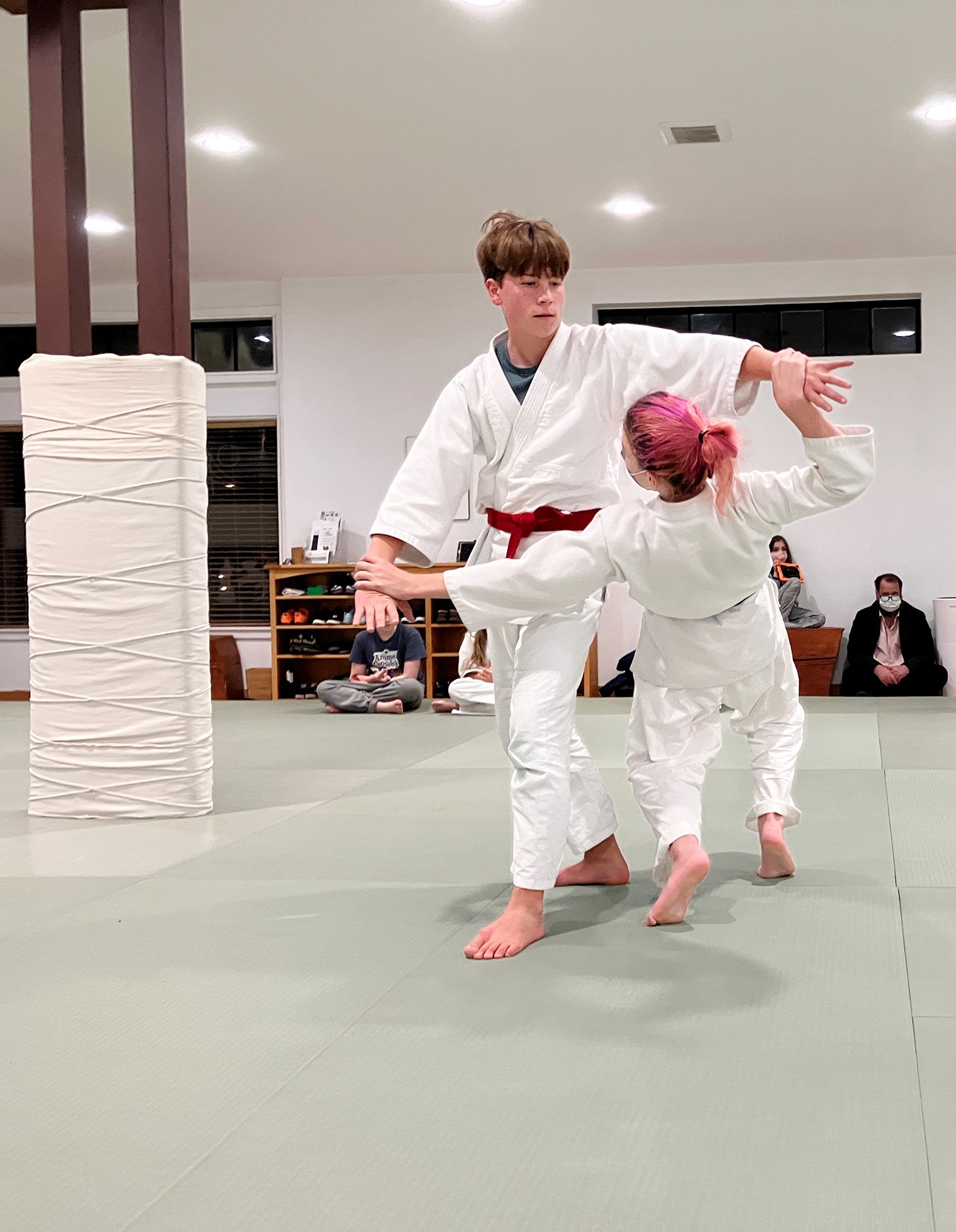 Teens learning martial arts